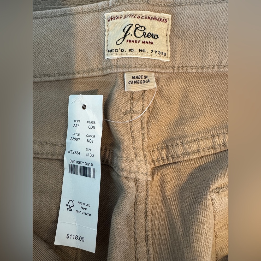 J. Crew 770 Straight-Fit Stretch Garment-Dyed 5-Pocket pant.Khaki. W 31 NWT/$118 - Picture 10 of 13